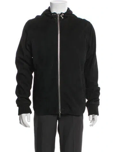 Pre-owned Officine Generale Leather Windbreaker In Black