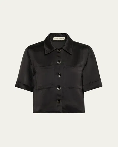 Officine Generale Lenka Fluid Viscose Shirt In Black