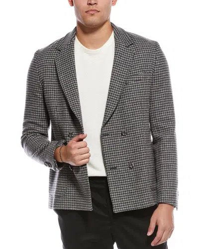 Officine Generale Leon Houndstooth Wool Coat In Gray