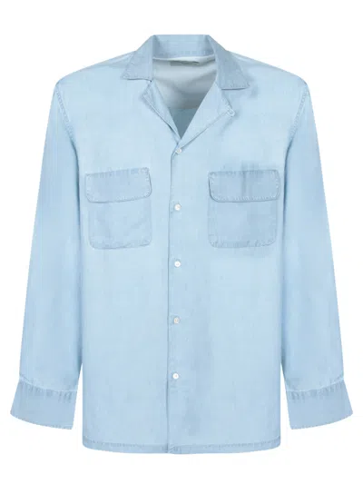 Officine Generale Leto Light Blue Lyocell Shirt
