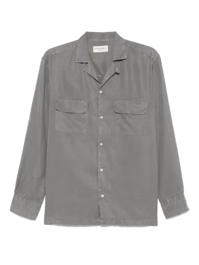 Officine Generale Leto Convertible-collar Lyocell-twill Shirt In Gray