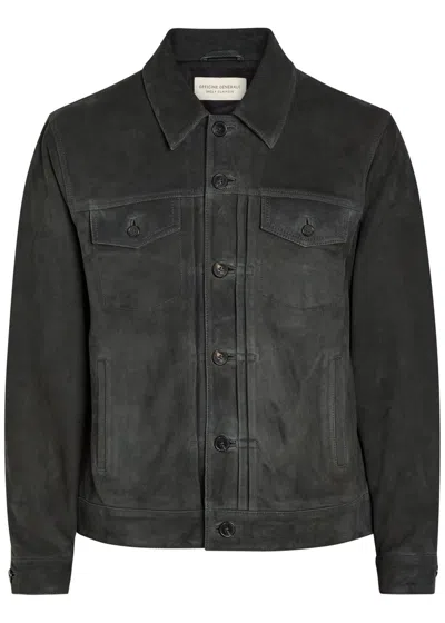 Officine Generale Suede Jacket In Black