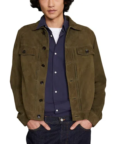Officine Generale Liam Suede Jacket In Green
