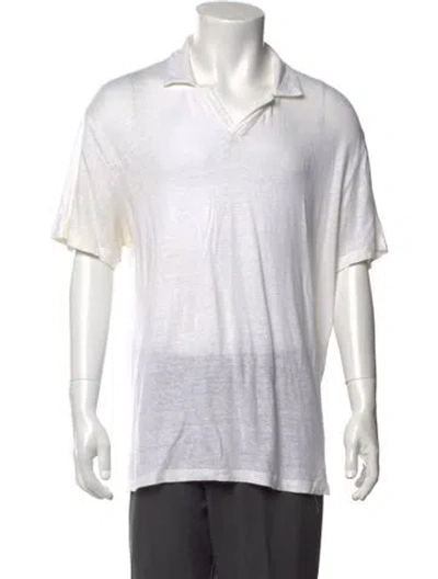 Pre-owned Officine Generale Linen Collar Polo Shirt In Grey