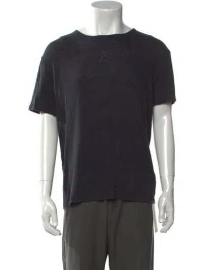 Pre-owned Officine Generale Linen Crew Neck T-shirt In Black
