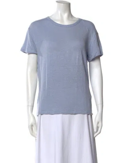 Pre-owned Officine Generale Linen Crew Neck T-shirt In Blue
