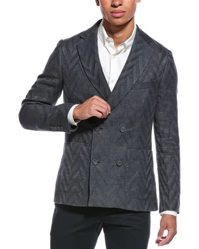 Officine Generale Linen Jacket In Blue