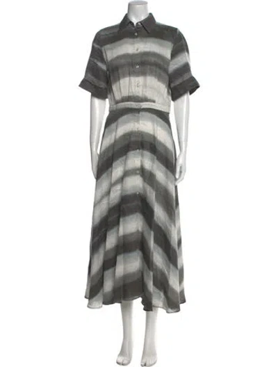 Pre-owned Officine Generale Linen Long Dress In Gray