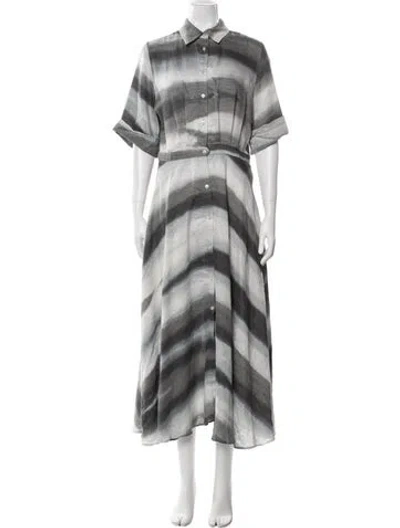 Pre-owned Officine Generale Linen Long Dress In Gray