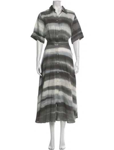 Pre-owned Officine Generale Linen Long Dress In Multi