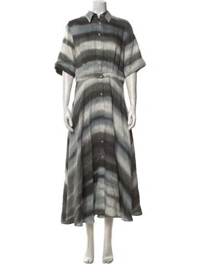 Pre-owned Officine Generale Linen Long Dress In Multi