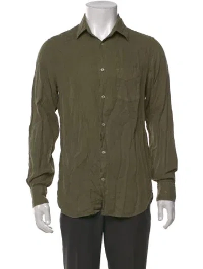 Pre-owned Officine Generale Linen Long Sleeve Dress Shirt In Green