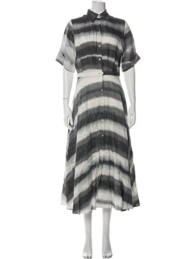 Pre-owned Officine Generale Linen Midi Length Dress In White