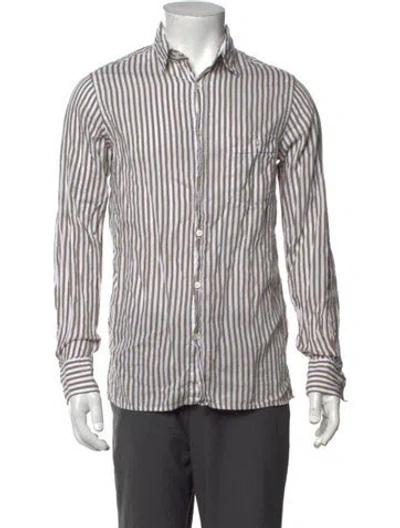 Pre-owned Officine Generale Linen Striped Dress Shirt In White