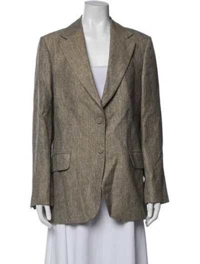 Pre-owned Officine Generale Linen Tweed Pattern Blazer In Neutral