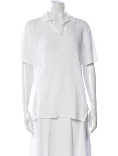 Pre-owned Officine Generale Linen V-neck Polo In White