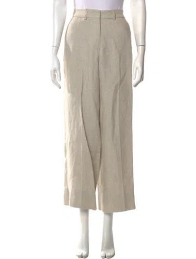 Pre-owned Officine Generale Linen Wide Leg Pants In Neutral