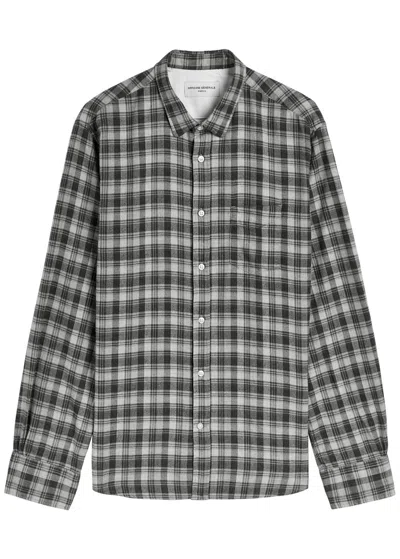 Officine Generale Officine Générale Lipp Checked Brushed Cotton Shirt In Gray