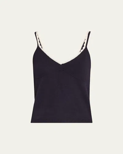 Officine Generale Loa Scallop-trim Knit Tank Top In Black
