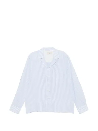 Officine Generale Lomy Striped Shirt In Blue