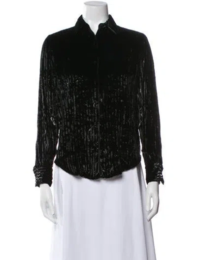 Pre-owned Officine Generale Long Sleeve Button-up Top In Black