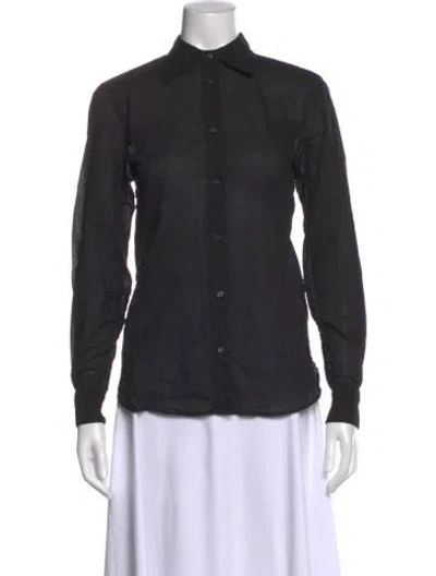 Pre-owned Officine Generale Long Sleeve Button-up Top In Black