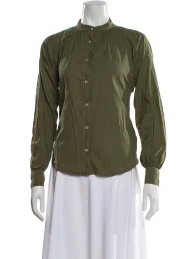 Pre-owned Officine Generale Long Sleeve Button-up Top In Green
