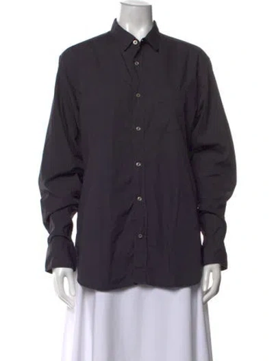 Pre-owned Officine Generale Long Sleeve Button-up Top In Grey