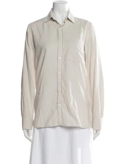 Pre-owned Officine Generale Long Sleeve Button-up Top In Neutrals