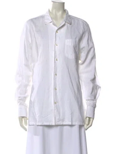 Pre-owned Officine Generale Long Sleeve Button-up Top In White