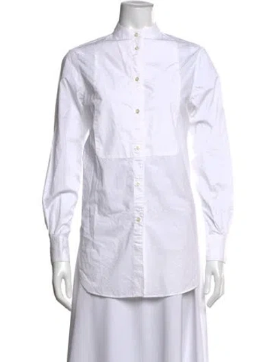 Pre-owned Officine Generale Long Sleeve Button-up Top In White