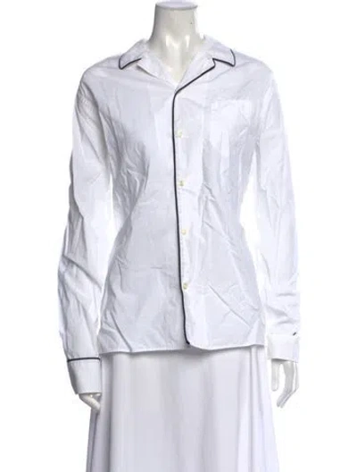 Pre-owned Officine Generale Long Sleeve Button-up Top In White