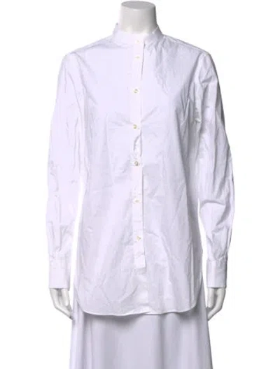 Pre-owned Officine Generale Long Sleeve Button-up Top In White