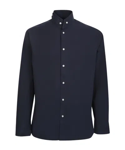 Officine Generale Long-sleeve Cotton Shirt In Black
