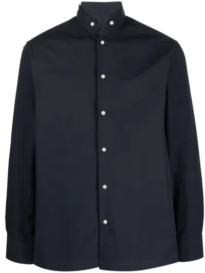 Officine Generale Long-sleeve Cotton Shirt In Blue