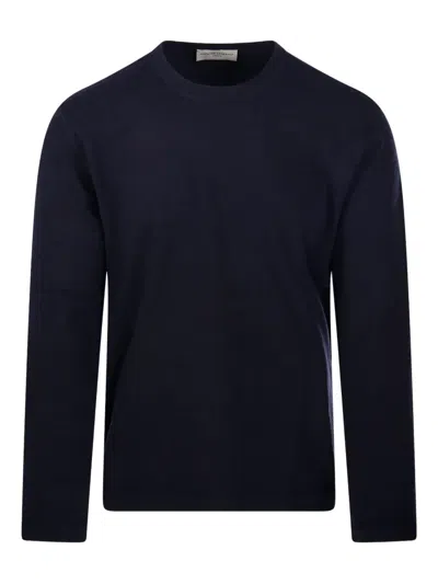 Officine Generale Long-sleeve Crew-neck Sweater In Blue