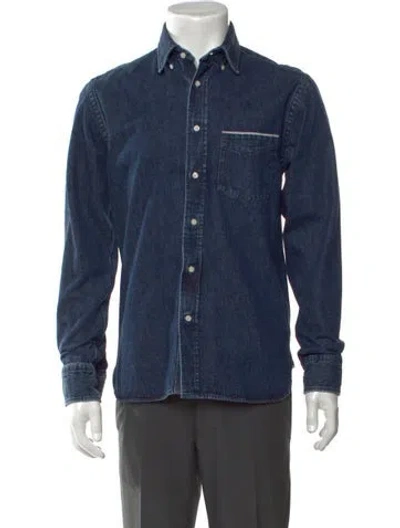 Pre-owned Officine Generale Long Sleeve Denim Shirt In Blue