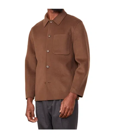 Officine Generale Patch-pocket Wool Jacket In Brown