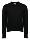 Officine Generale Long-sleeved Polo Shirt In Black
