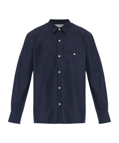 Officine Generale Button-fastening Chest-pocket Shirt In Blue