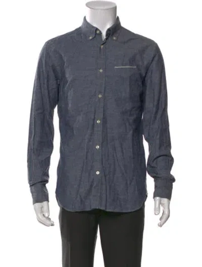 Pre-owned Officine Generale Long Sleeve Shirt In Blue