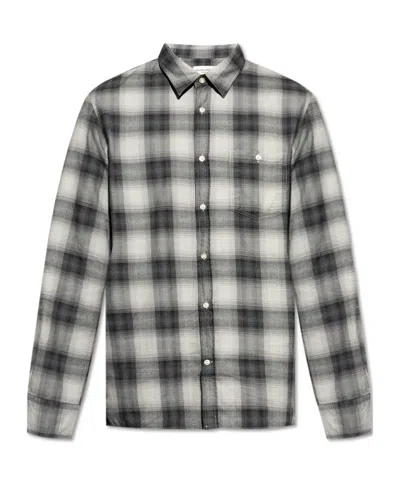 Officine Generale Checked Cotton Shirt In Brown