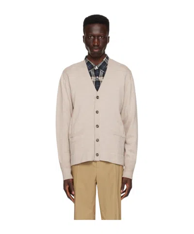 Officine Generale Long-sleeved Cardigan In Nude