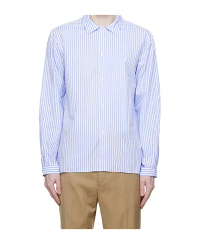 Officine Generale Long-sleeved Shirt In Blue