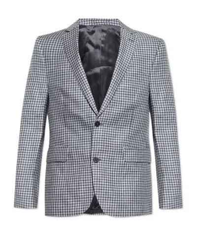 Officine Generale 375 Gingham Linen And Wool-blend Blazer In Gray