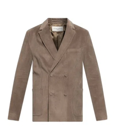 Officine Generale Long-sleeved Suit Jacket In Brown