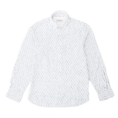 Officine Generale Long-sleeved White Shirt With Gathered Cuffs