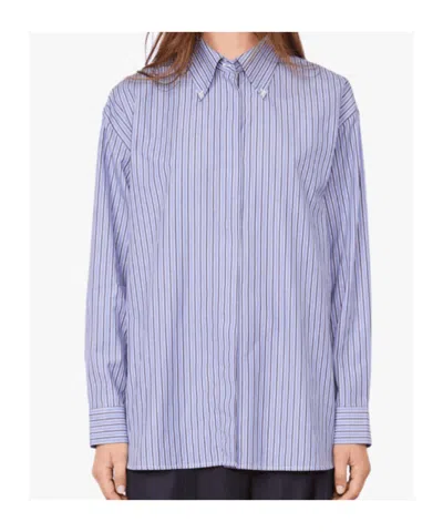 Officine Generale Long-sleeved Shirt In Purple