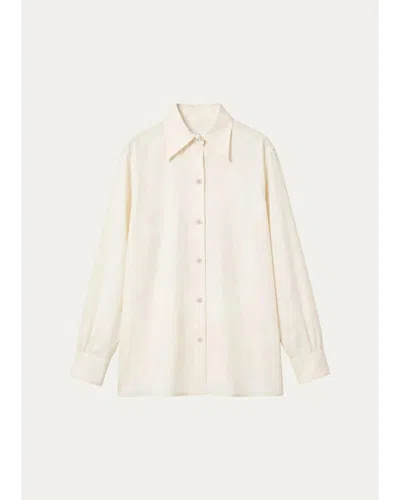 Officine Generale Loose-fit Wool Twill Shirt In Cream