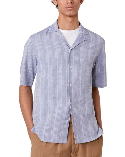 Officine Generale Luis Chambray Striped Shirt In Indigo
